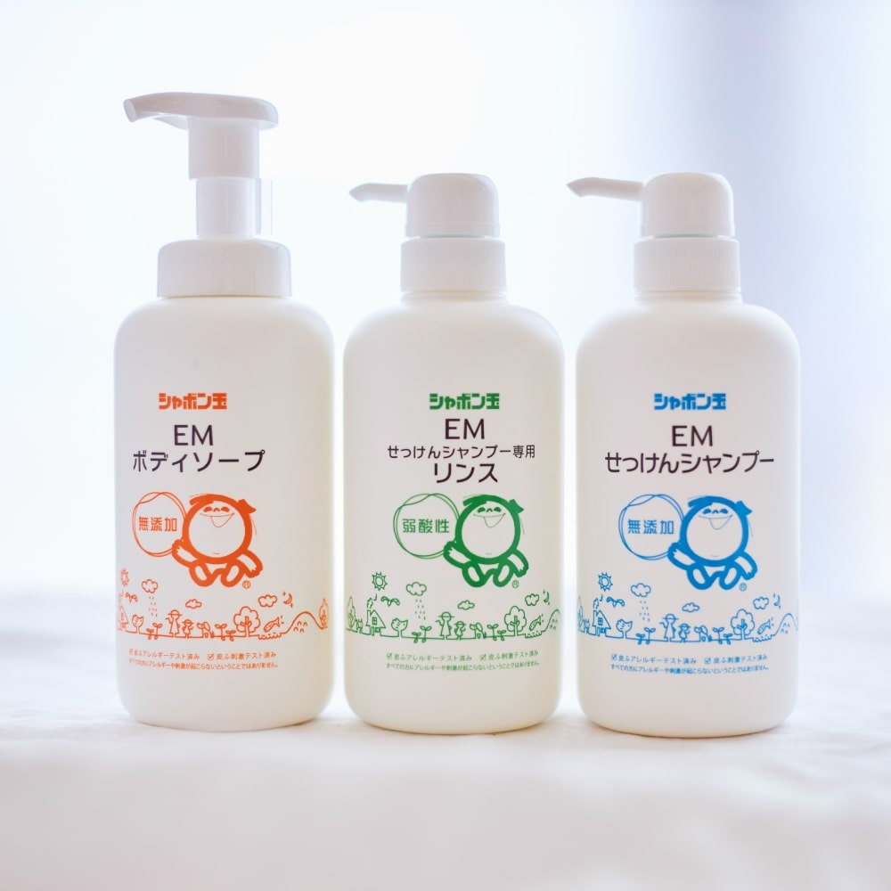 シャボン玉石けん
EMボディーソープ
EMリンス
EMせっけんシャンプー